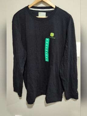 NWT John Deere Mens Long Sleeve T-Shirt Embroidered Logo Crew Neck Black Size XL